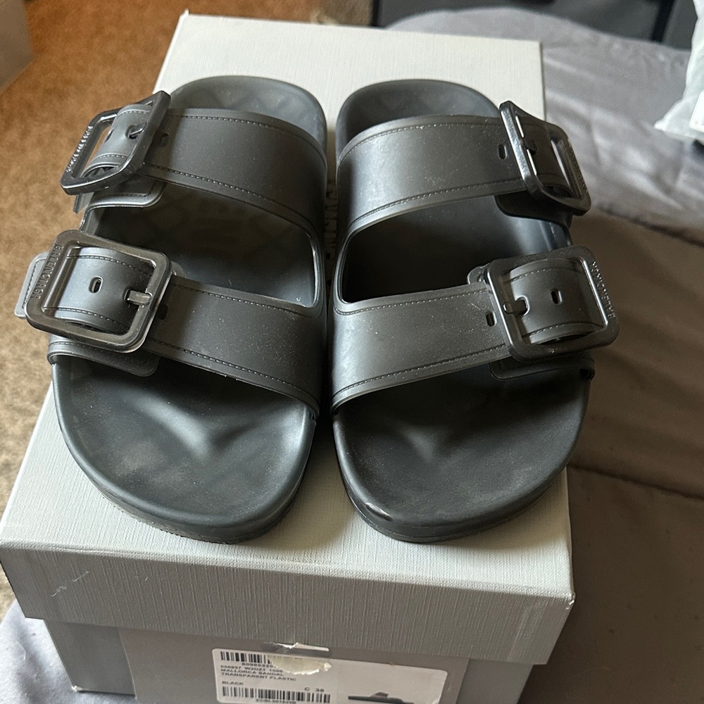 Balenciaga Women's Black Double Buckle Sandals
